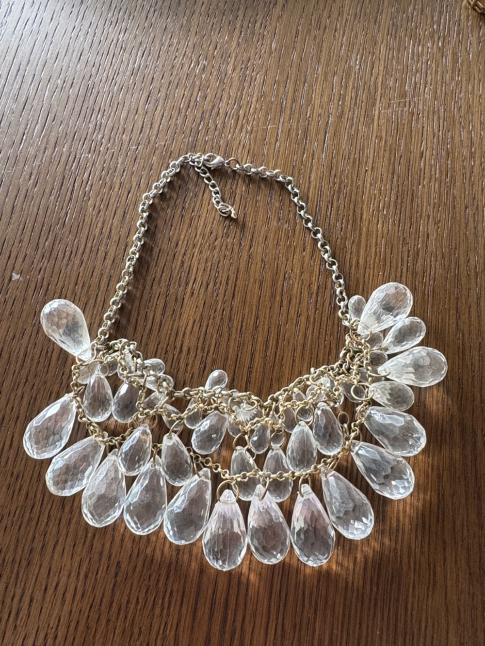 Clear Teardrop Crystal-like Statement Necklace women